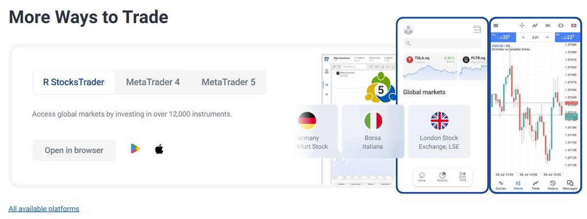 RoboForex platforms: R StocksTrader, MetaTrader 4 and MetaTrader 5
